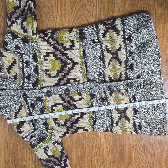 Eddie Bauer Hand Knit Wool Alpaca Cardigan Sweater Jacket Size L Chunky Cozy - Picture 6 of 11